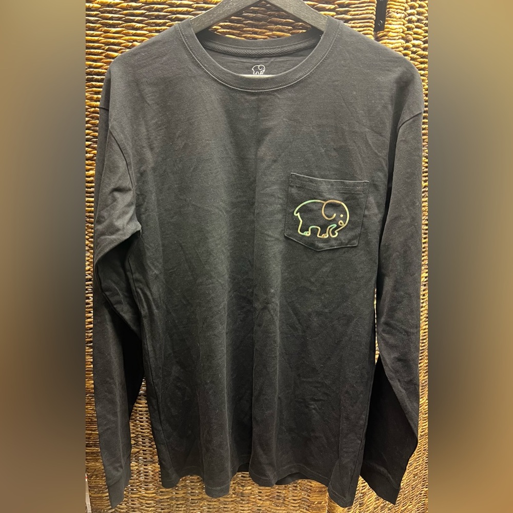 Ivory Ella- Long Sleeve- Black shirt- Metallic Gold imprint- Size:‎ Medium